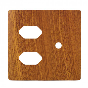 Placa p/ 2 Tomadas + Furo 4x4 - Novara Cumaru